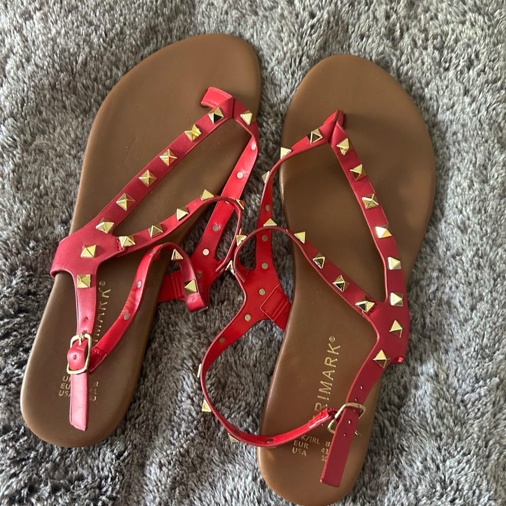 Primark Red Studded Sandals
